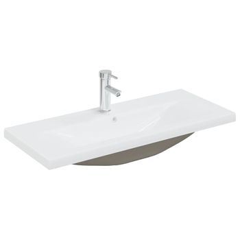 Lavabo Empotrado Con Grifo Cerámica Blanco 91x39x18 Cm Vidaxl