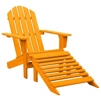 Silla Jardã­n Adirondack Con Otomana Madera Maciza Abeto Naranja Vidaxl