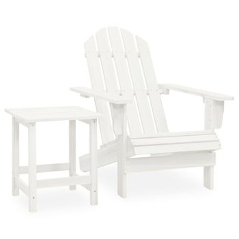 Silla Con Otomana Y Mesa Jardín Adirondack Macizo Abeto Blanco Vidaxl