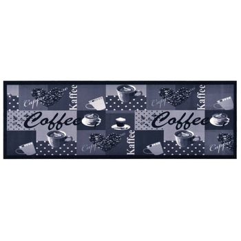 Alfombra De Cocina Lavable Coffee Azul 45x150 Cm Vidaxl