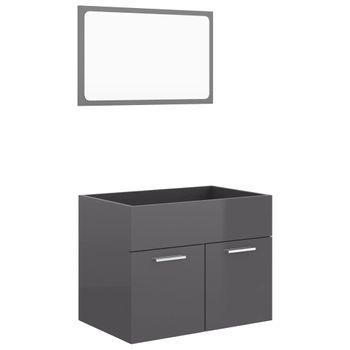 Set Muebles De Baño 2 Piezas Madera Contrachapada Gris Brillo Vidaxl