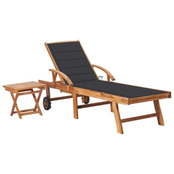 vidaXL Tumbona plegable de madera con mesa auxiliar (44253) desde 183,91 €