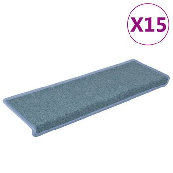 Alfombras De Peldaños De Escalera 15 Uds Azul 65x21x4 Cm Vidaxl