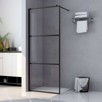 Mampara Ducha Accesible Vidrio Esg Transparente Negro 90x195 Cm