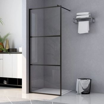 Mampara Ducha Accesible Vidrio Esg Transparente Negro 100x195cm