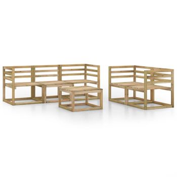 Set De Muebles Jardín 6 Piezas Madera De Pino Impregnada Verde Vidaxl