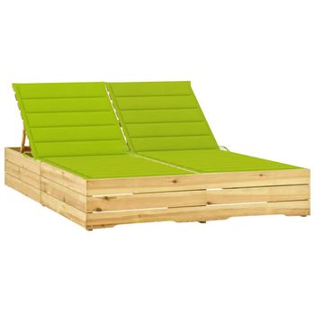 Tumbona Doble Y Cojines Verde Brillante Madera Pino Impregnada Vidaxl