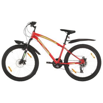 Bicicleta De Montaña 21 Velocidades 26 Inch Rueda 36 Cm Rojo Vidaxl