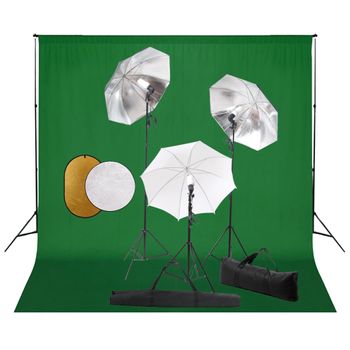 Kit Estudio Fotográfico Lámparas, Sombrillas, Fondo Y Reflector Vidaxl