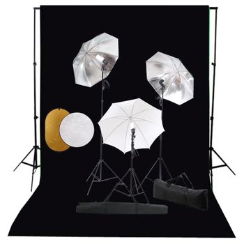 Kit Estudio Fotográfico Lámparas, Sombrillas, Fondo Y Reflector Vidaxl