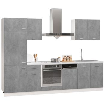 Juego Muebles De Cocina 7 Pzas Madera Ingeniería Gris Hormigón Vidaxl