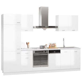 Juego De Muebles De Cocina 7 Piezas Aglomerado Blanco Brillo Vidaxl