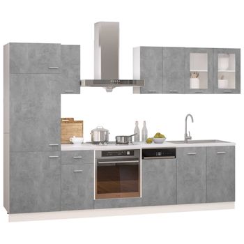 Juego Muebles De Cocina 8 Pzas Madera Ingeniería Gris Hormigón Vidaxl