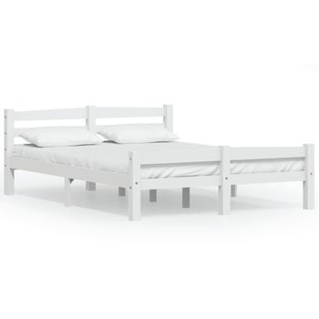 Estructura De Cama De Madera Maciza De Pino Blanca 120x200 Cm Vidaxl