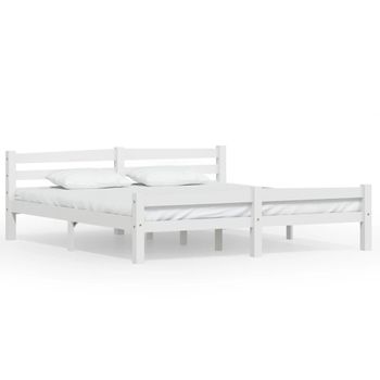 Estructura De Cama De Madera Maciza De Pino Blanca 180x200 Cm Vidaxl