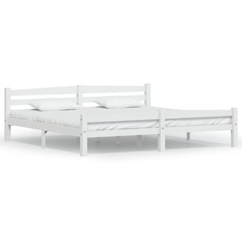 Estructura De Cama De Madera Maciza De Pino Blanca 200x200 Cm Vidaxl