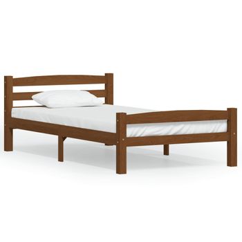 Estructura De Cama Madera Maciza Pino Marrón Miel 90x200 Cm Vidaxl