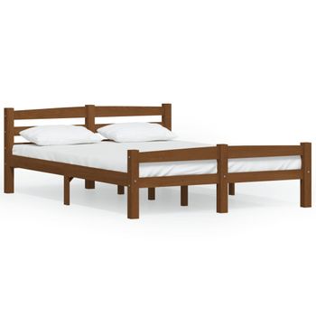 Estructura De Cama Madera Maciza Pino Marrón Miel 120x200 Cm Vidaxl