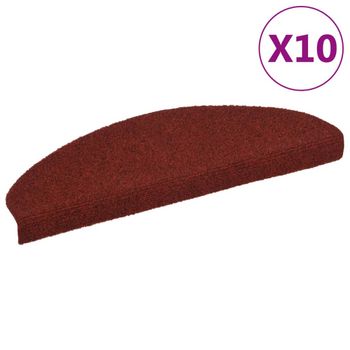 Alfombrilla Autoadhesiva De Escalera 10 Uds 65x21x4 Cm Roja Vidaxl