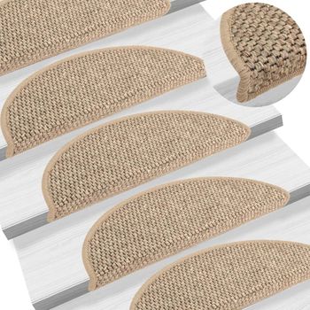 Alfombrilla Autoadhesiva Escalera Sisal 15 Uds Beige 56x20 Cm