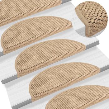 Alfombrilla Autoadhesiva Escalera Sisal 15 Uds Arena 56x20 Cm