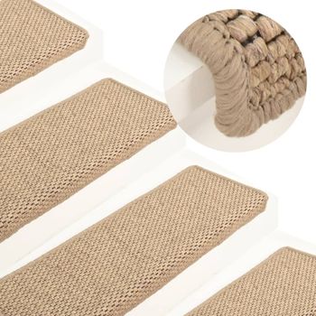 Alfombrilla Autoadhesiva Escalera Sisal 15 Uds Arena 65x25 Cm