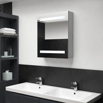 Rogal Armario De Baño Con Espejo Led Gris Hormigón 50x14x60 Cm Rogal