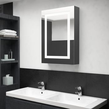 Rogal Armario De Baño Con Espejo Led Gris 50x13x70 Cm Rogal