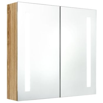 Armario espejo de baño LED acrílico roble Sonoma 40x12x45 cm