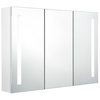 Mueble De Baño Con Espejo Led Blanco Brillante 89x14x62 Cm Vidaxl