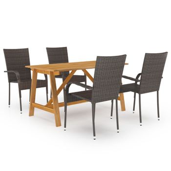 Juego de 4 Sillas Sillas de comedor con cojines Sillas de jardín madera  maciza acacia ES56153A