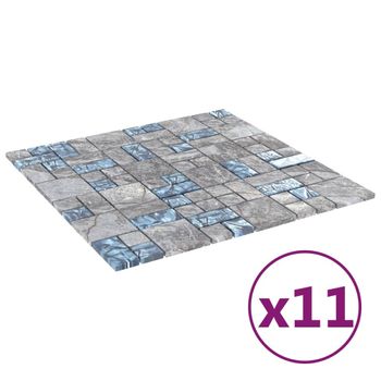 Azulejos De Mosaico 11 Unidades Vidrio Gris Y Azul 30x30 Cm Vidaxl