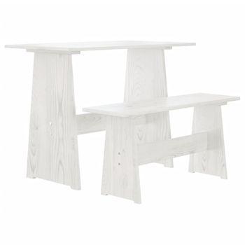 Mesa De Comedor Con Banco De Madera Maciza De Pino Blanca Vidaxl