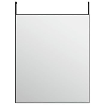 Espejo para puerta colgante Lesina 2 ganchos plástico 121 x 41 cm negro  [en.casa]