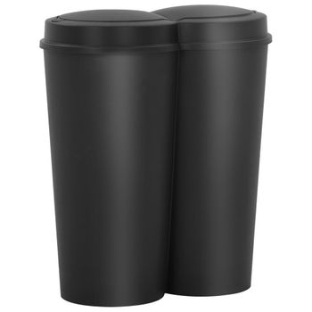 Cubo De Basura Doble Negro 50 L Vidaxl