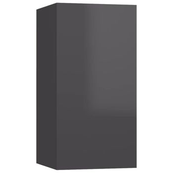 Mueble De Tv Madera Contrachapada Gris Brillante 30,5x30x60cm Vidaxl