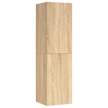 Mueble De Tv Madera Contrachapada Color Roble 30,5x30x110 Cm Vidaxl