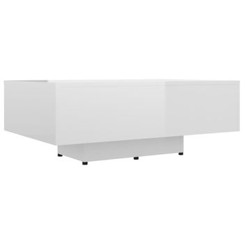 Mesa De Centro De Aglomerado Blanco Brillante 85x55x31 Cm Vidaxl