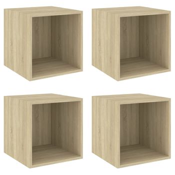 Armario De Pared 4 Uds Madera Contrachapada Roble 37x37x37 Cm Vidaxl