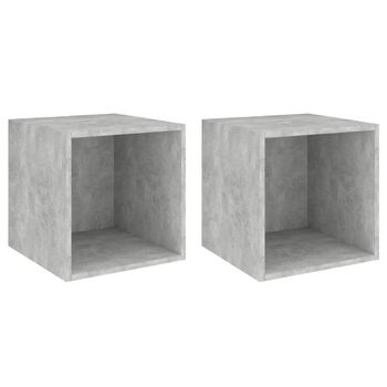 Armario De Pared 2 Uds Madera Gris Hormigón 37x37x37 Cm Vidaxl