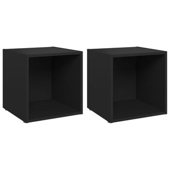 Muebles Para Tv 2 Uds Madera Contrachapada Negro 37x35x37 Cm Vidaxl