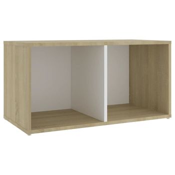 Mueble Para Tv Madera Contrachapada Blanco Y Roble 72x35x36,5cm Vidaxl