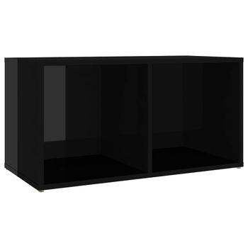 Mueble Para Tv Madera Contrachapada Negro Brillo 72x35x36,5 Cm Vidaxl