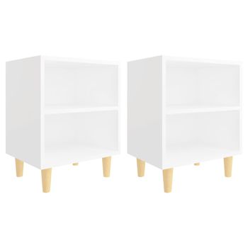 Mesitas De Noche Patas Madera Maciza Blanca 2 Uds 40x30x50 Cm Vidaxl