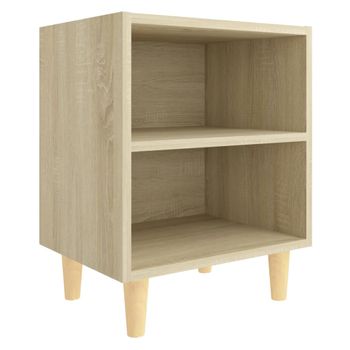 Mesita De Noche Con Patas Madera Maciza Roble Sonoma 40x30x50cm Vidaxl