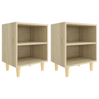 Mesitas De Noche 2 Uds Con Patas Madera Roble Sonoma 40x30x50cm Vidaxl