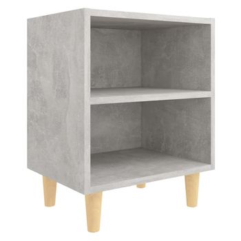 Mesita De Noche Patas Madera Maciza Gris Hormigón 40x30x50 Cm Vidaxl