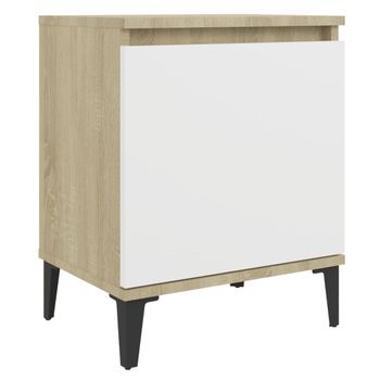 Mesita de noche patas de madera maciza gris Sonoma 40x35x50 cm - referencia  Mqm-813124