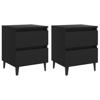 Mesitas De Noche 2 Uds Madera Contrachapada Negro 40x35x50 Cm Vidaxl