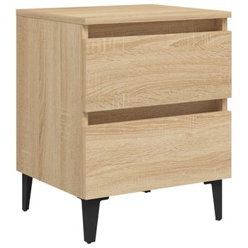 Mesita De Noche Madera Contrachapada Roble Sonoma 40x35x50 Cm Vidaxl